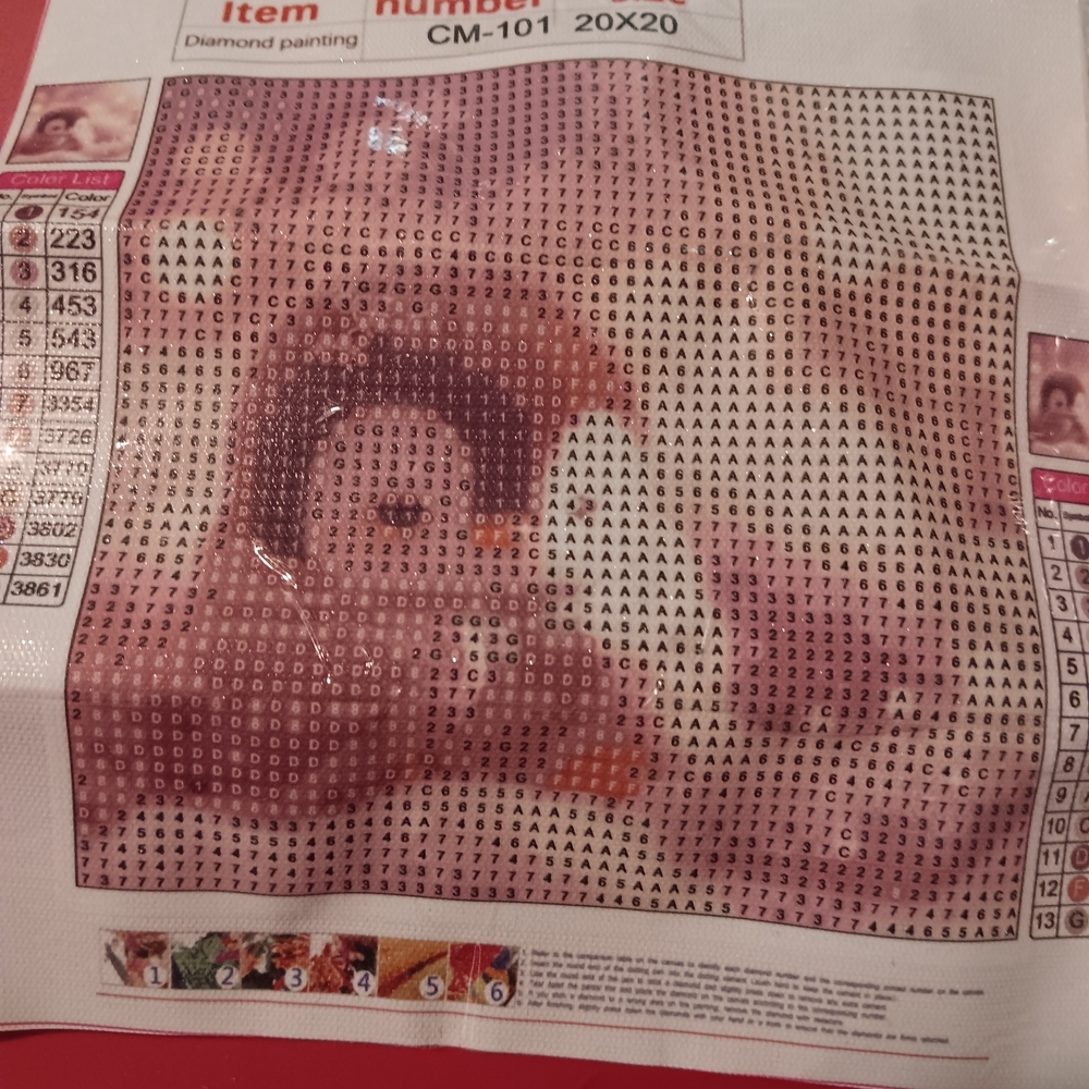 Diamond Painting Kit Penguin with Pink and Red Tones 20x20cm